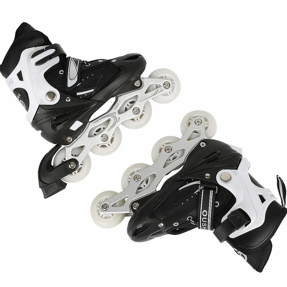 Patines ajustables 4 en 1 para niños y adultos – Inline Skates de hielo – Rodamiento ACEB7 – Negro (talla 35-38)