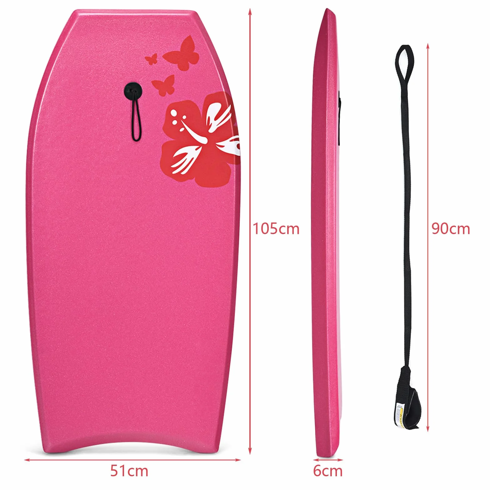 HOMASIS Tabla de natación portátil 105 x 51 cm rosa