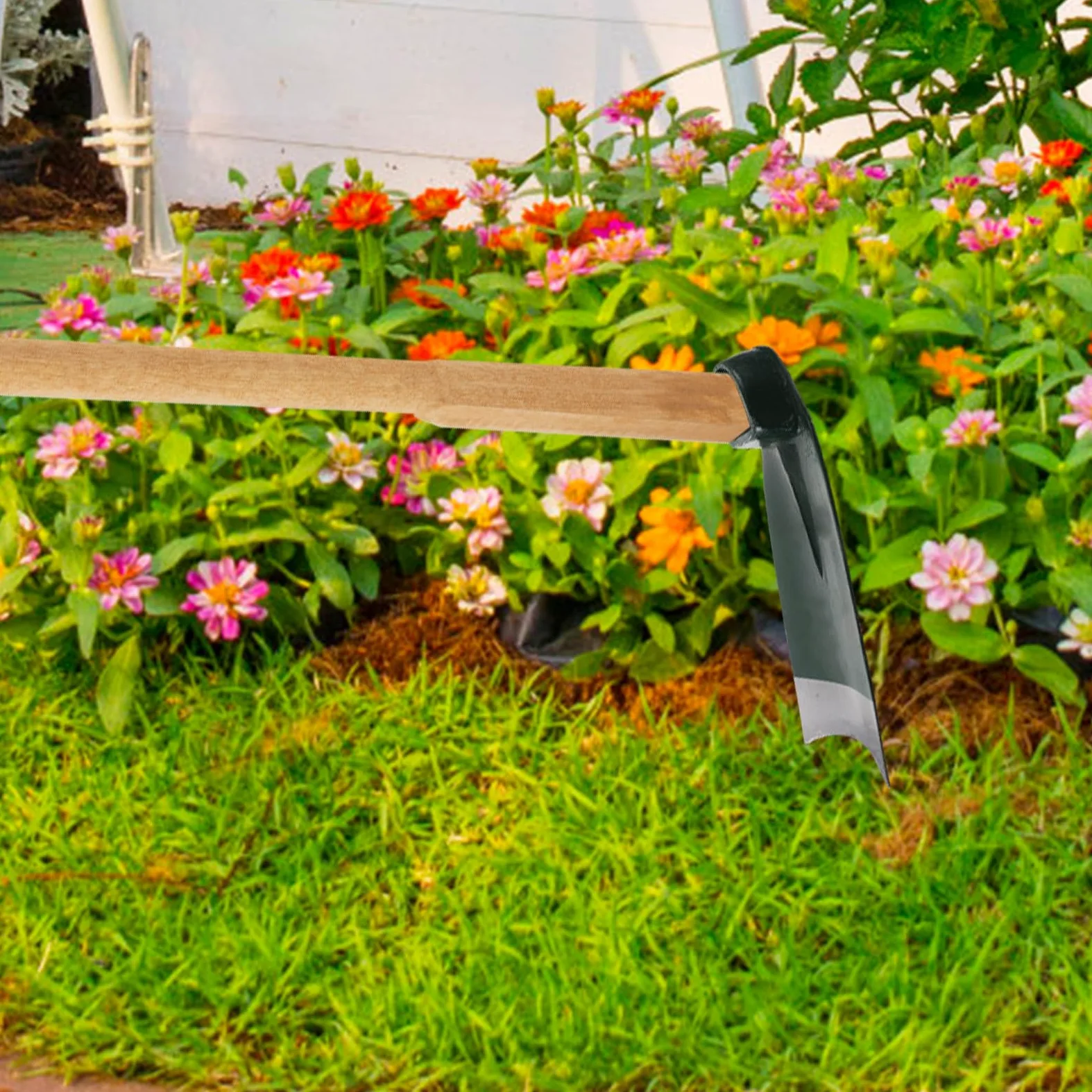 HEMOTON Azada Doméstica de Acero Inoxidable Verde para Jardinería al Aire Libre, Herramienta de Jardín para Labrar y Ahorrar Energía en Cultivo de Hortalizas