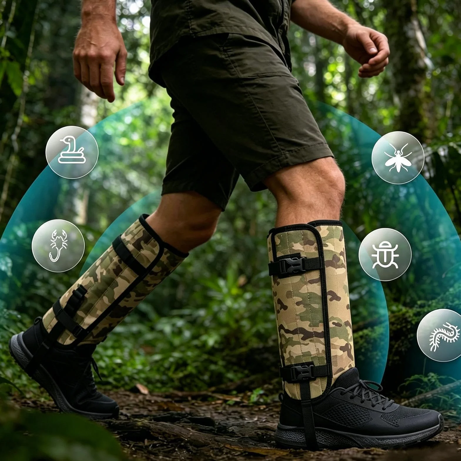 Polainas de Serpiente Impermeables para Hombres – Protección Anti Mordeduras para Senderismo
