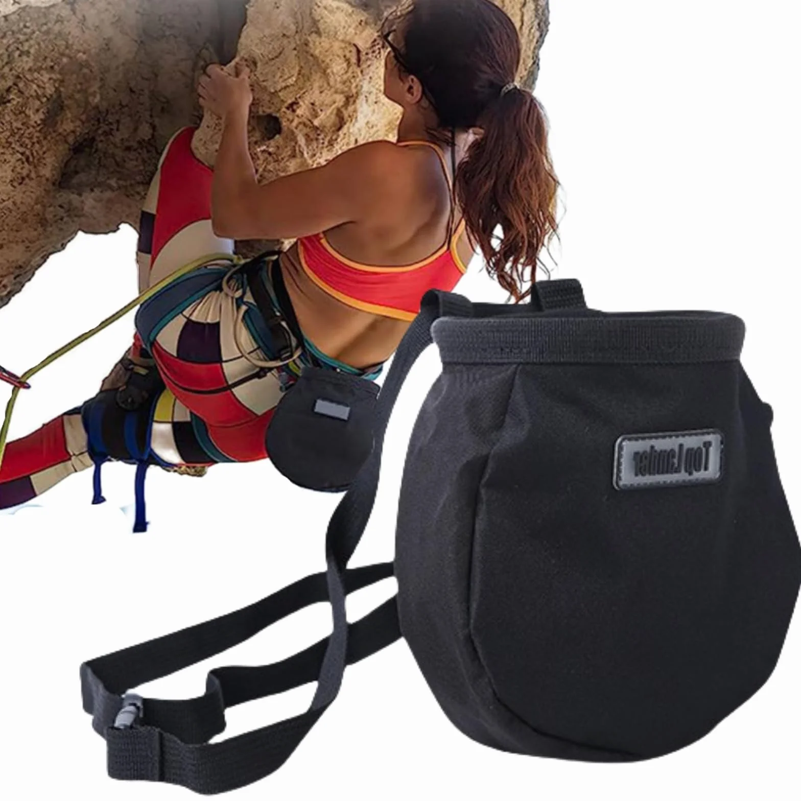 Bolsa de Magnesio para Escalada con Cinturón Ajustable - Chalk Bag para Aire Libre y Escalada Roca