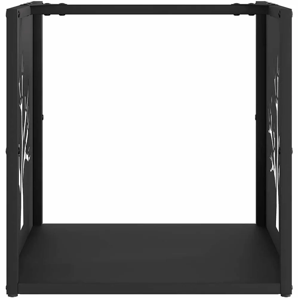 Estantería para leña negra 40 x 40 x 40 cm de acero laminado en frío, leña, estante de madera, soporte para leña para interior, salón, horno, terraza, almacenamiento ordenado y apilamiento en