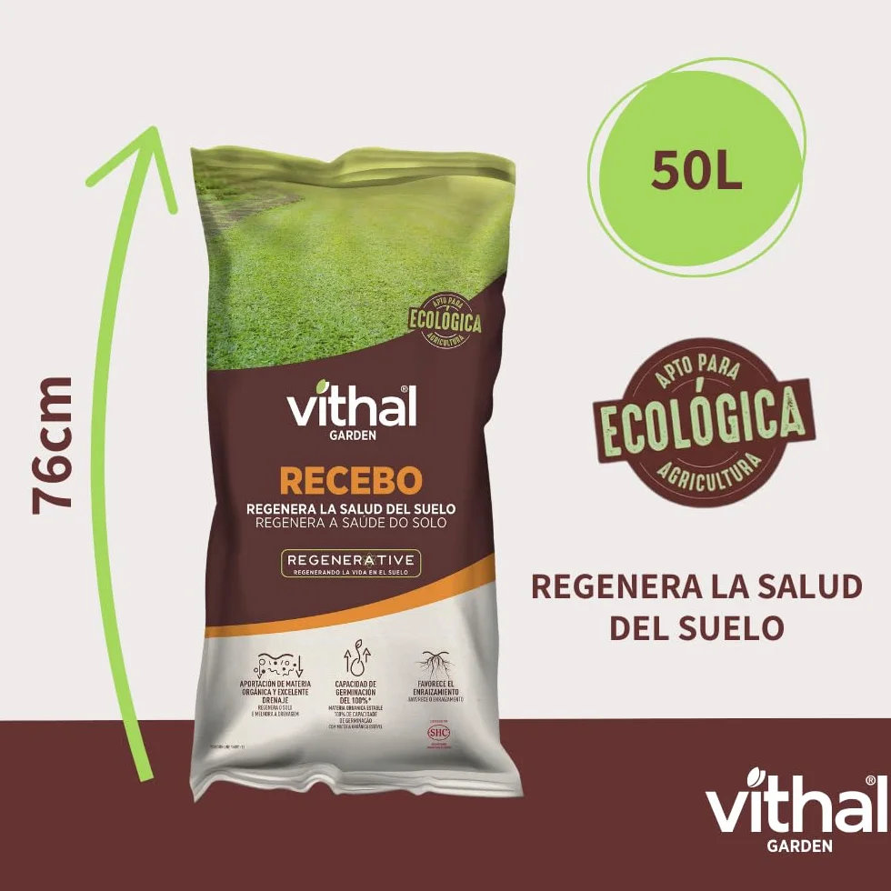 VITHAL Recebo 50 L - Enmienda Orgánica Para Incorporar Materia Orgánica, Mejorar El Drenaje Y Promover El Desarrollo De Flora Microbiológica Beneficiosa