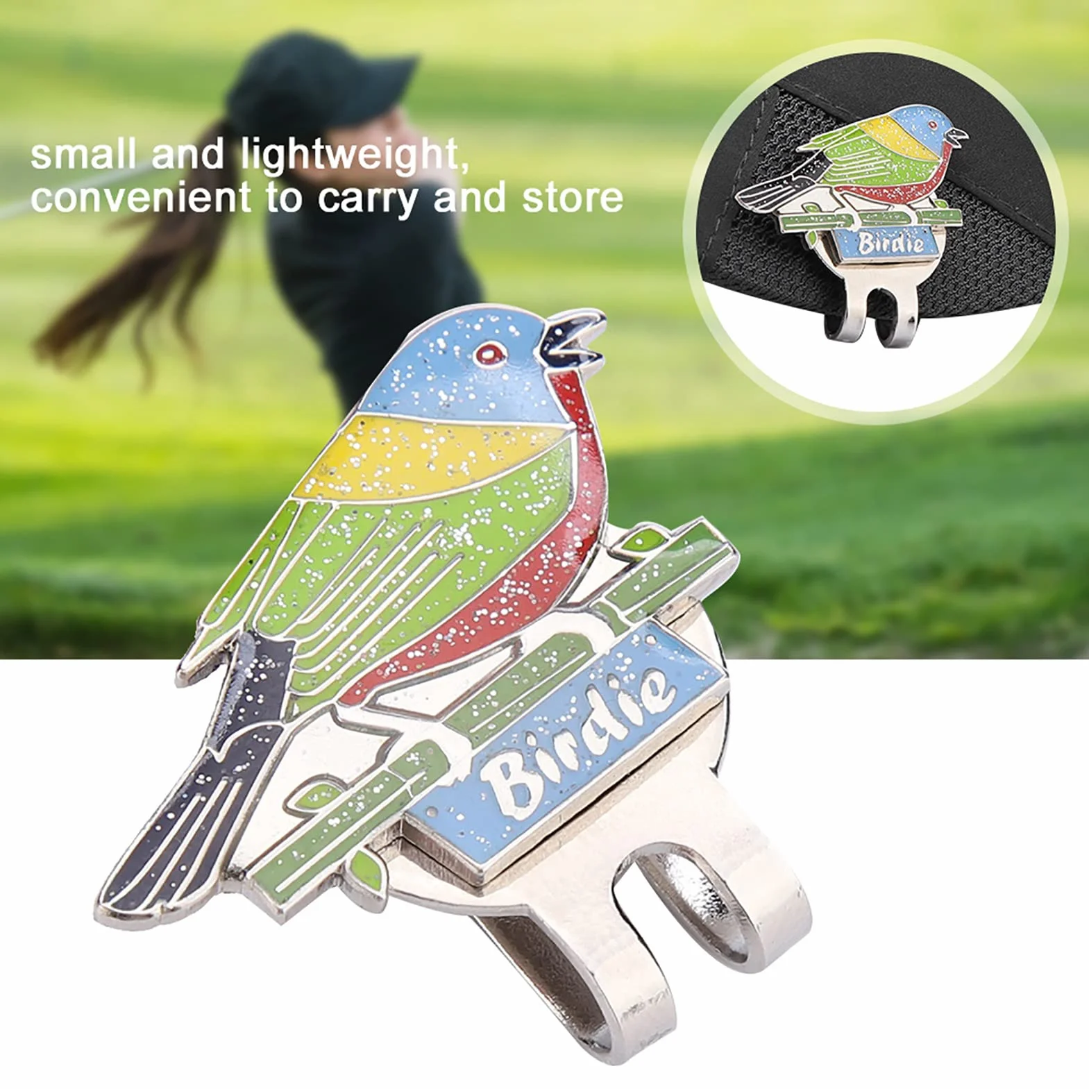 Clip de Sombrero de Golf Vbestlife, Marcador de Pelota de Golf de Acero Inoxidable con Iman para Mujeres y Niños (Bird)