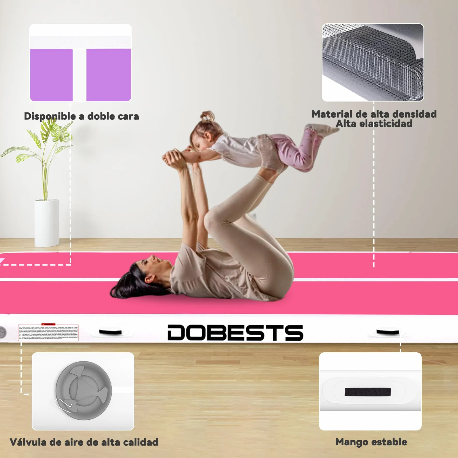 DOBESTS Air Track Colchoneta Gimnasia 2m 3m 4m 5m 6m Hinchable 10cm 15cm 20cm gruesa con Bomba