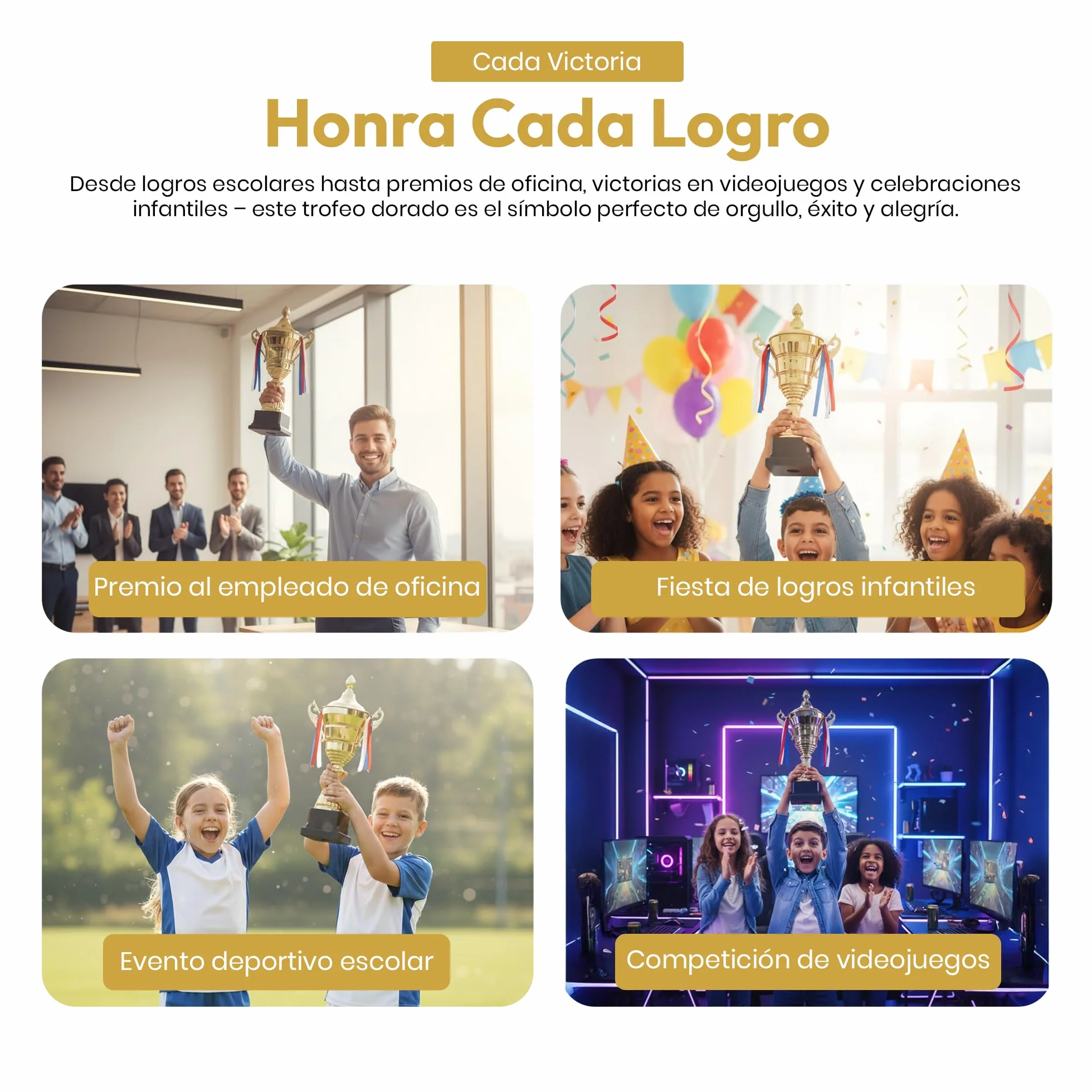 Copa de Oro XXL Taza de Ganador con Tapa 36 cm Trofeo Personalizable