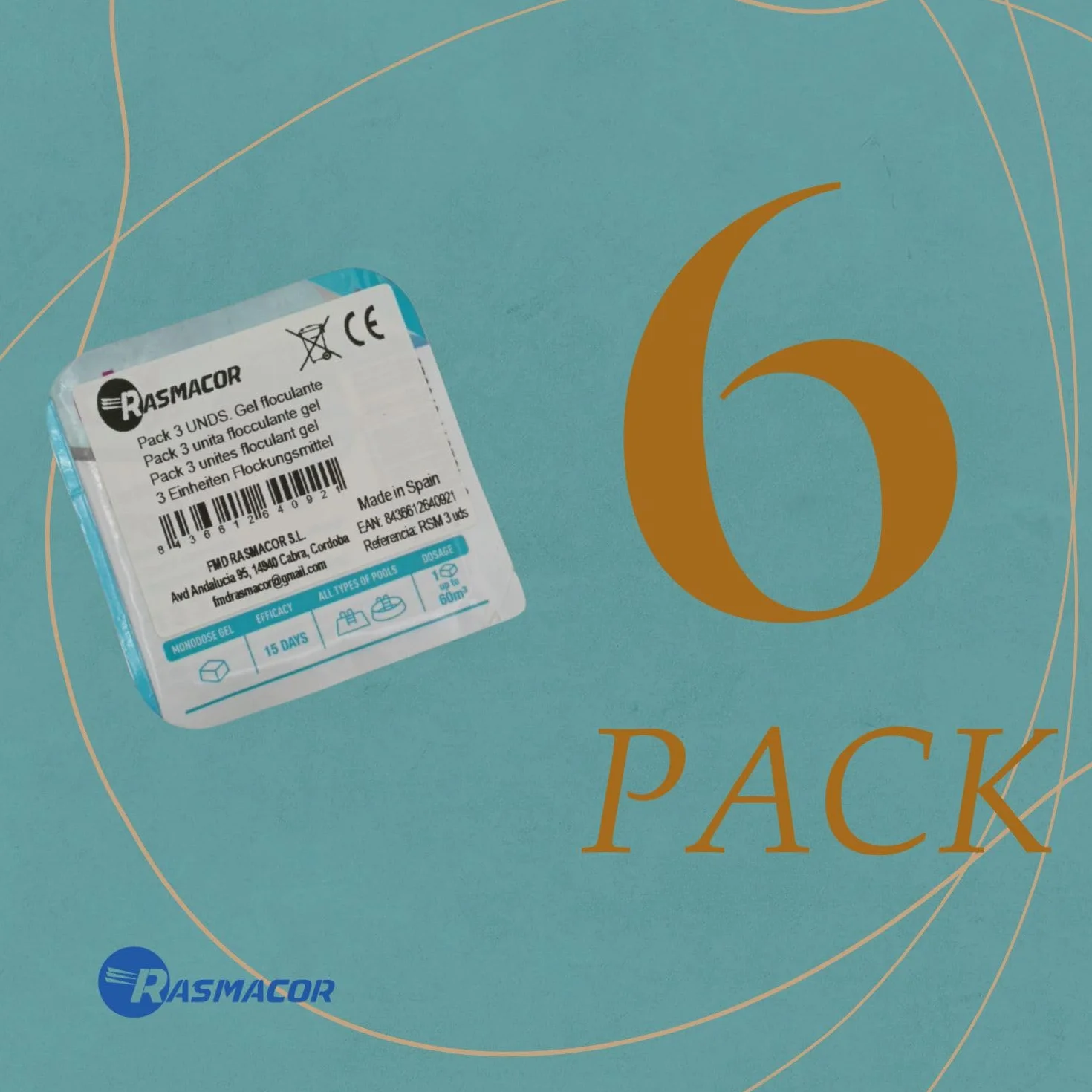 RASMACOR Pack 3 Unidades Floculante Gel monodosis | Gel para Piscina | Limpiador y clarificador de Agua para Piscinas | Transparencia Total del Agua | Distribuido