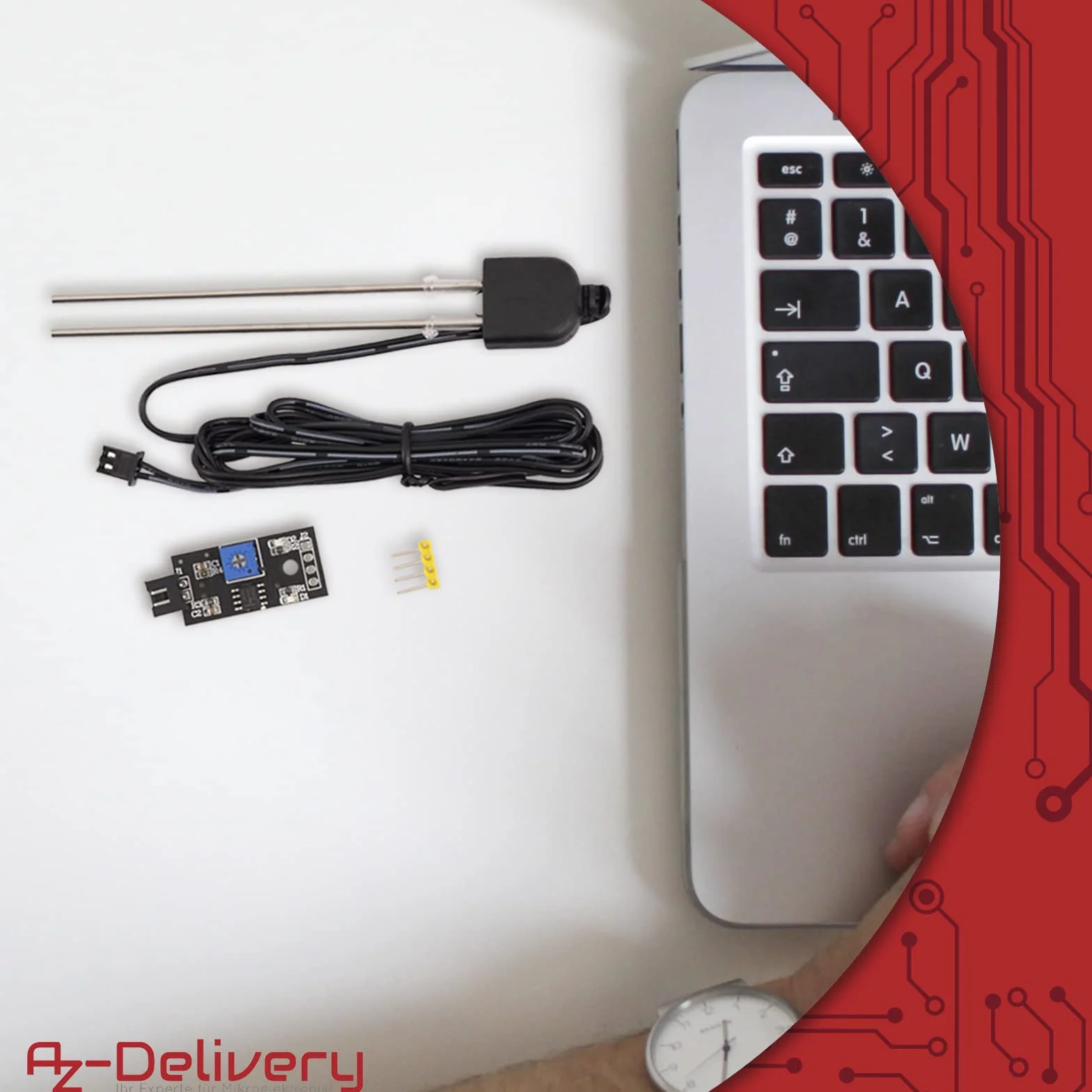 AZDelivery 3 Sensores de Humedad del Suelo con Sonda Anticorrosión para Plantas, Compatible con Arduino y Raspberry Pi, Ideal para Riego Automático