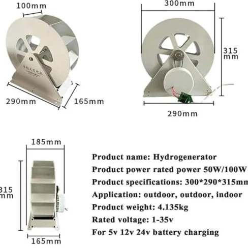 Generador de turbina de agua portátil, kit hidroeléctrico de flujo con funcionamiento silencioso para arroyos y ríos fuera de la red