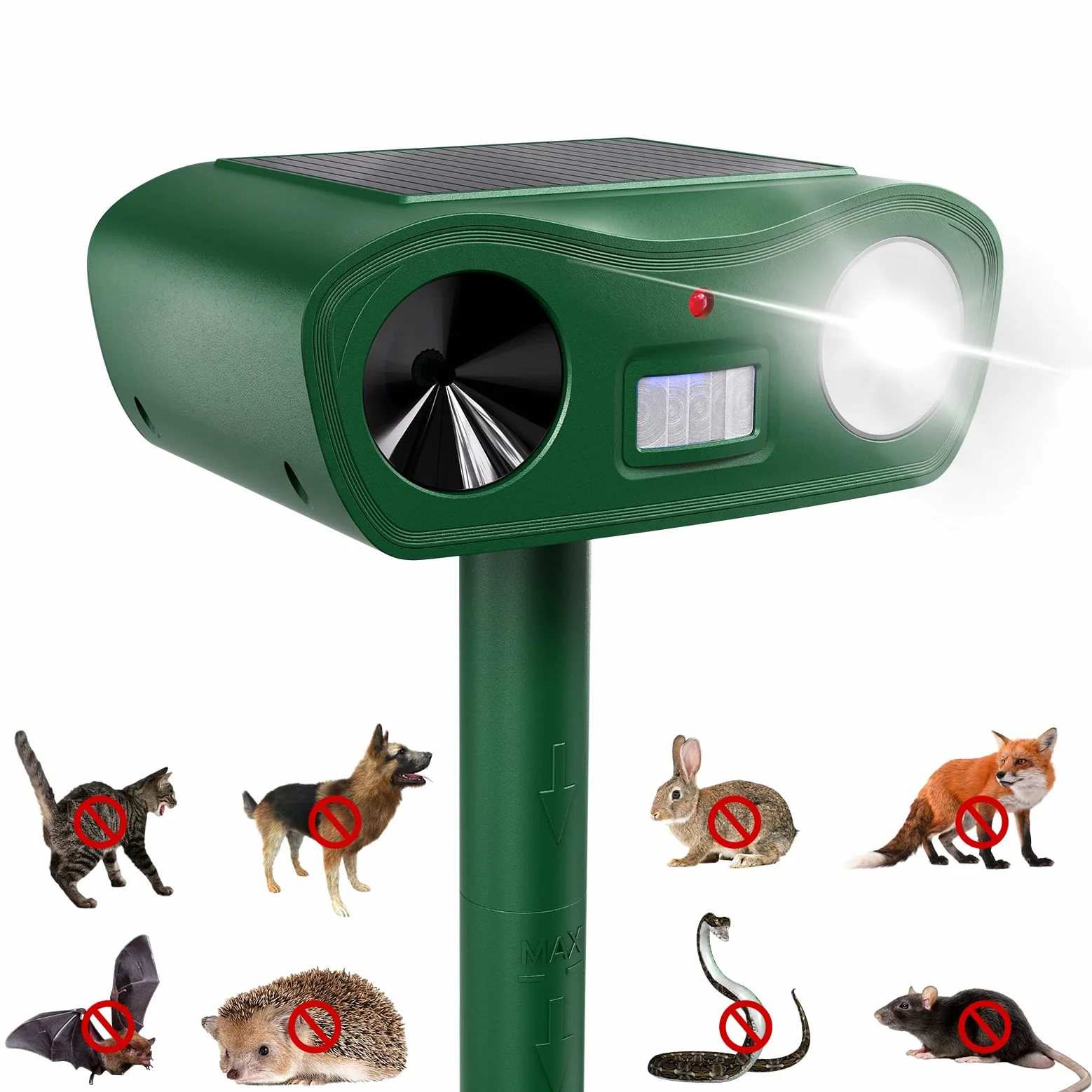 Repelente ultrasónico para Gatos, Repelente de Animales y Linterna con energía Solar, Repelente de Topos, disuasivo para Gatos en el jardín, eficaz contra Gatos, Perros, martas y Aves (2)