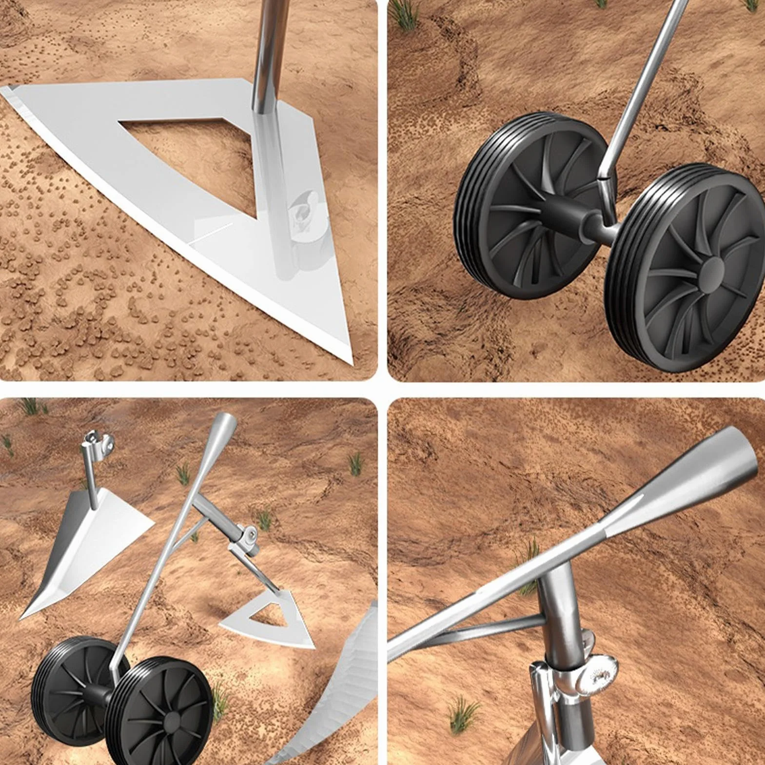 Azadas de jardín con Ruedas Dobles, 3 en 1 para aflojar/zanjar/desmalezar Herramientas de Azadas de Rueda empujadas a Mano, Herramientas de jardín manuales para plantación de jardinería