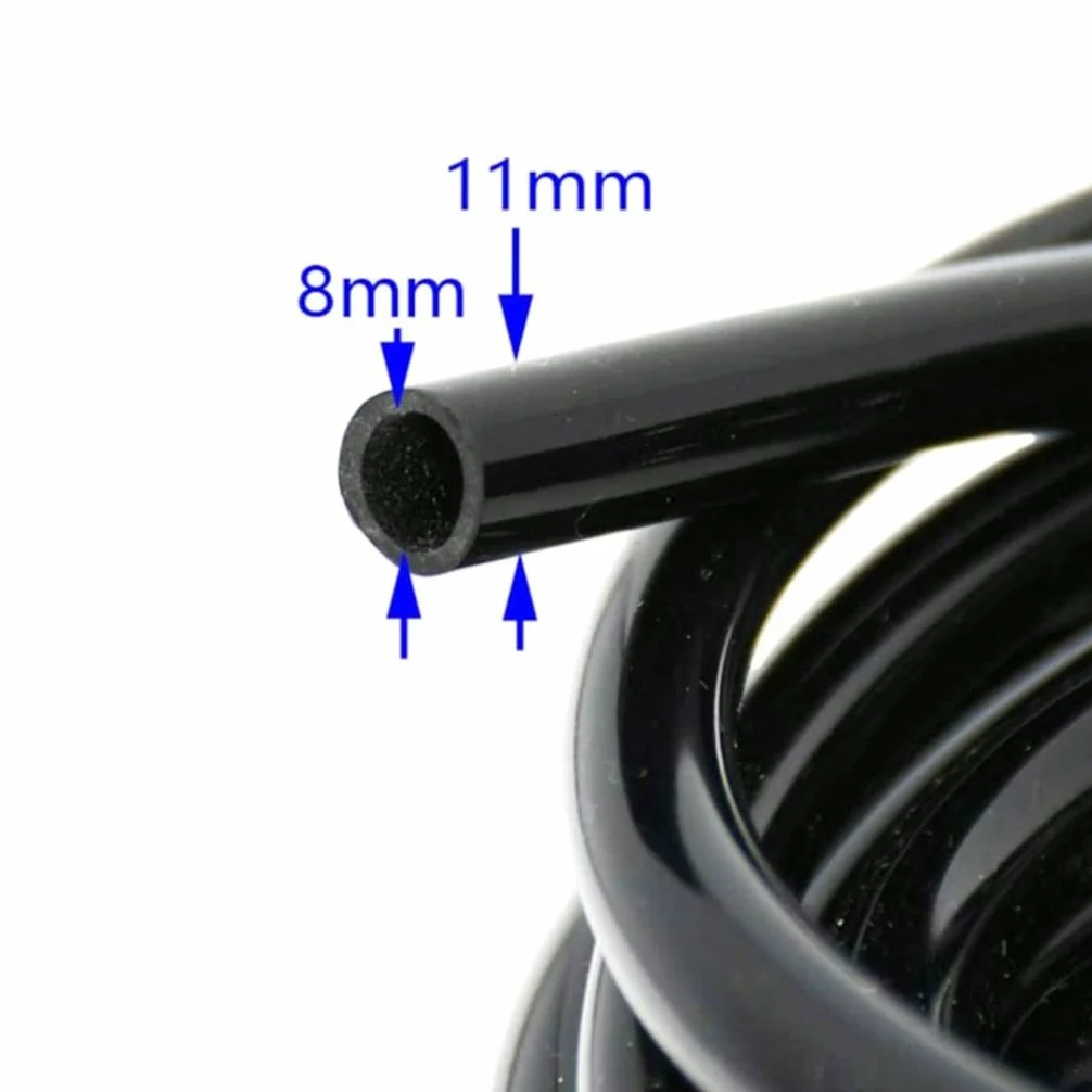 Manguera flexible de riego por goteo, tubo PVC 8/11 mm for jardín con tapón negro, varios tamaños(20m)