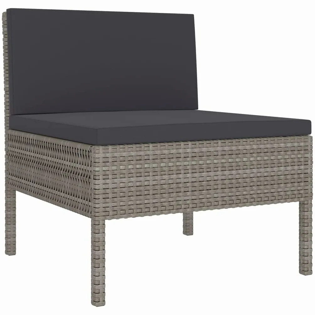Juego de salón de jardín de polirratán gris, con cojines, muebles de exterior para terraza, balcón, patio, resistente a la intemperie, fácil de limpiar