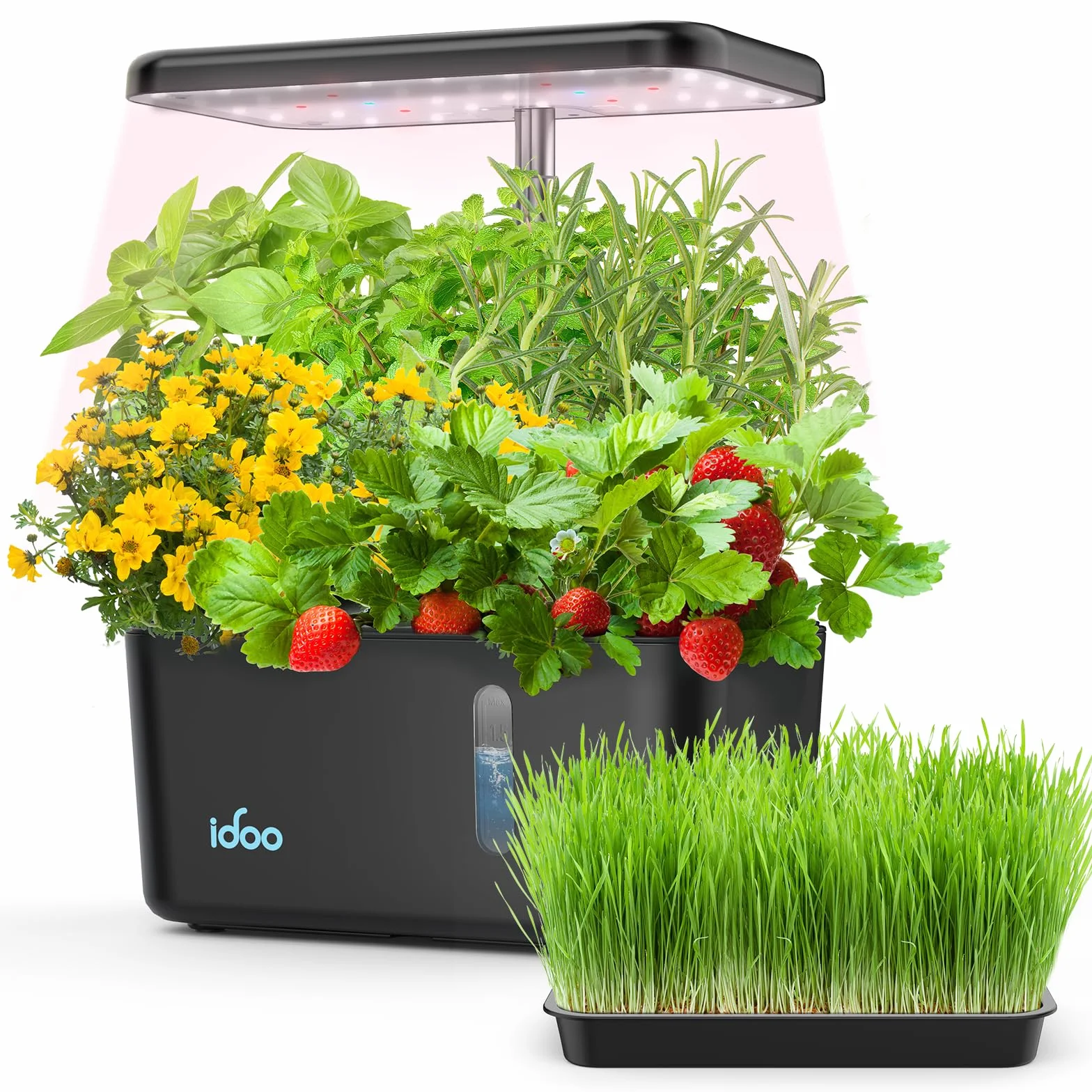 iDOO Sistema de Hidroponia, Interior Cultivo Hidroponico Kit con Iluminación LED Automática, Hidroponia Kit Completo, Huerto Interior con Temporizador Automático, Altura Ajustable, 5 Vainas