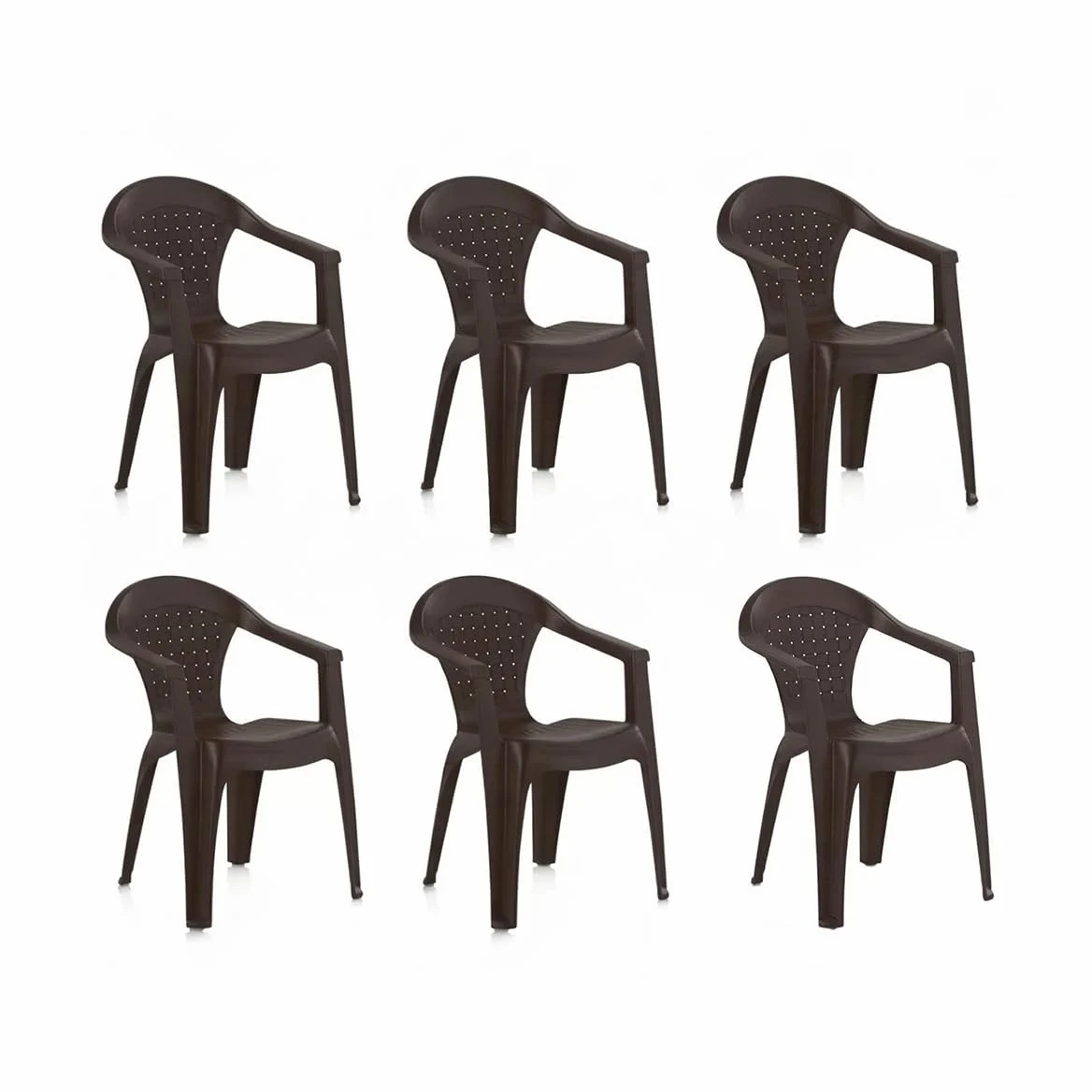 SP Berner SHAF - Pack 6 Sillas de Jardín Apilables - Exterior Terraza, Balcones y Cualquier Zona de Ocio - Plástico Reciclado Resistente UV - Fabricadas en España - Modelo Dream - Wengué