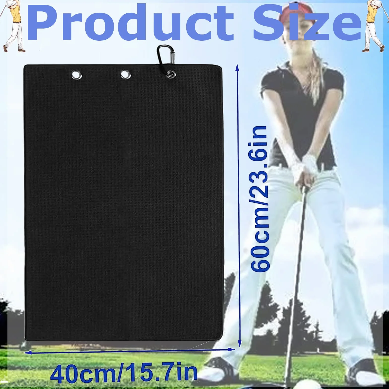 Toallas de Golf de Microfibra con patrón de gofre, Juego de 2, Negro + Rojo