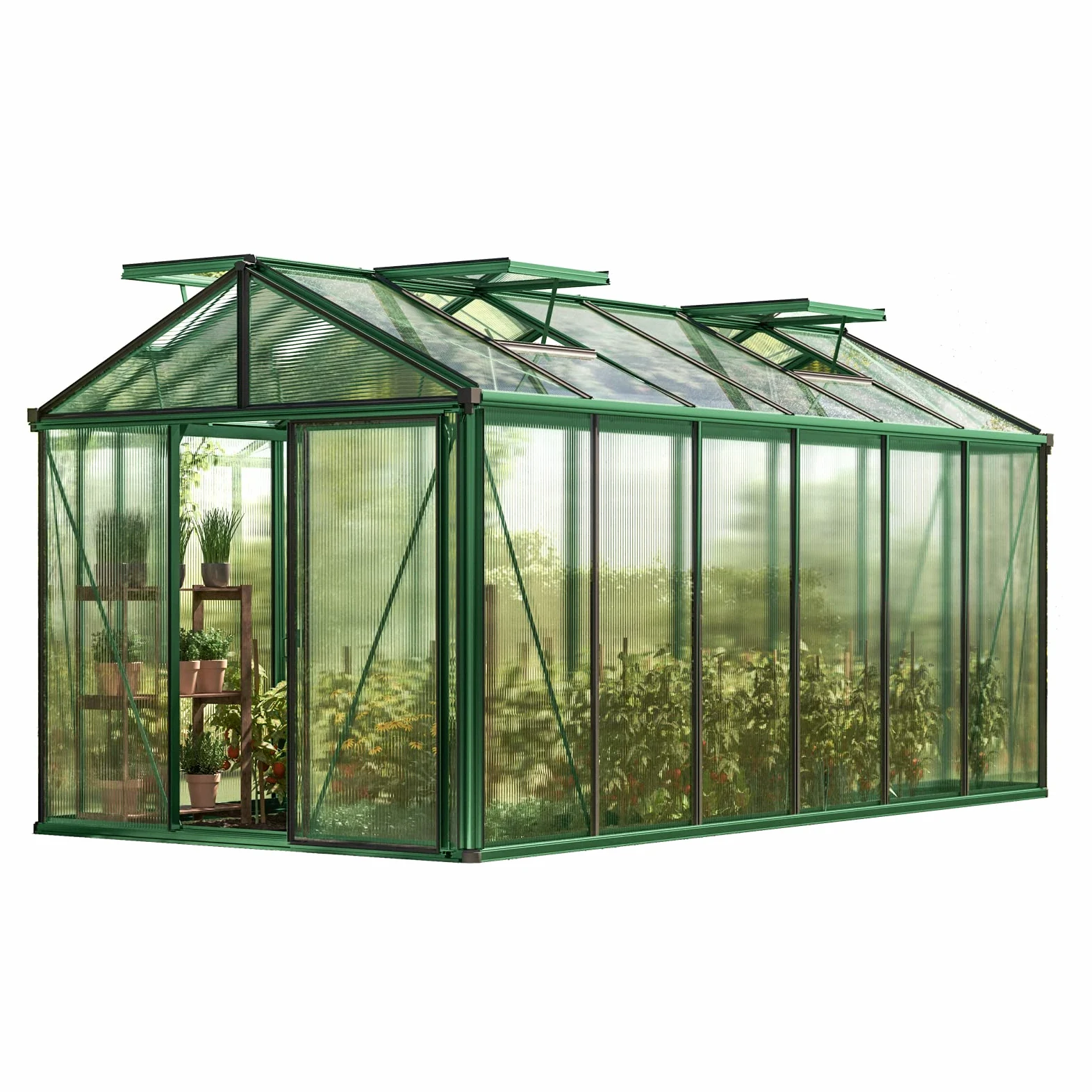 GFP Invernadero Diamas 24 Light 235x460 cm Placas alveolares de 12 mm, Color Verde Musgo
