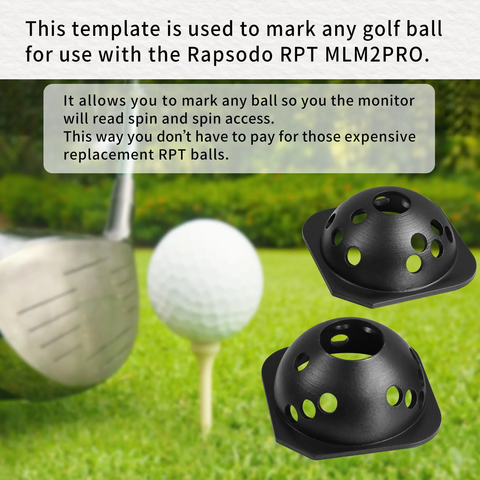Plantilla de marcado de pelotas de golf para Rapsodo RPT MLM2PRO Launch Monitor Negro