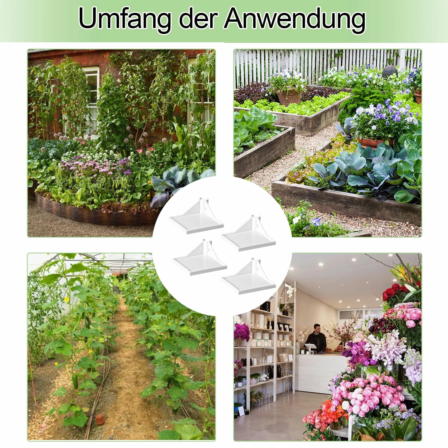 Accesorios para Tienda de Cultivo, 4 Pieza Estantes de Esquina para Tienda de Crecimiento, 8,9 x 8,9cm Accesorios Versátiles para Tienda de Cultivo, para Postes de Tienda de 16mm, Blanco(Reutilizable)