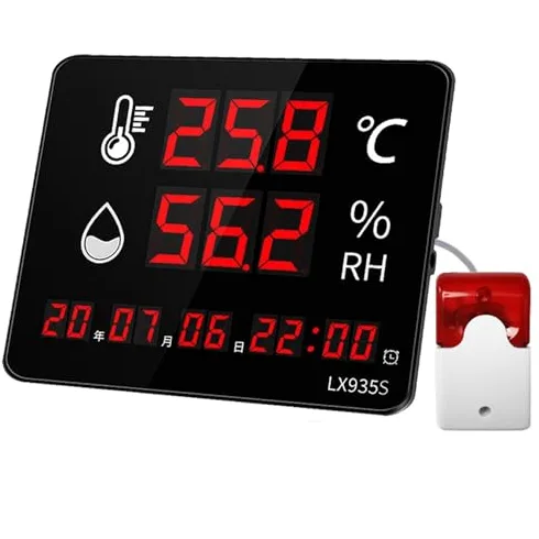 Higrómetro digital con pantalla LED, monitor de humedad de temperatura de alta precisión con alarma para uso industrial