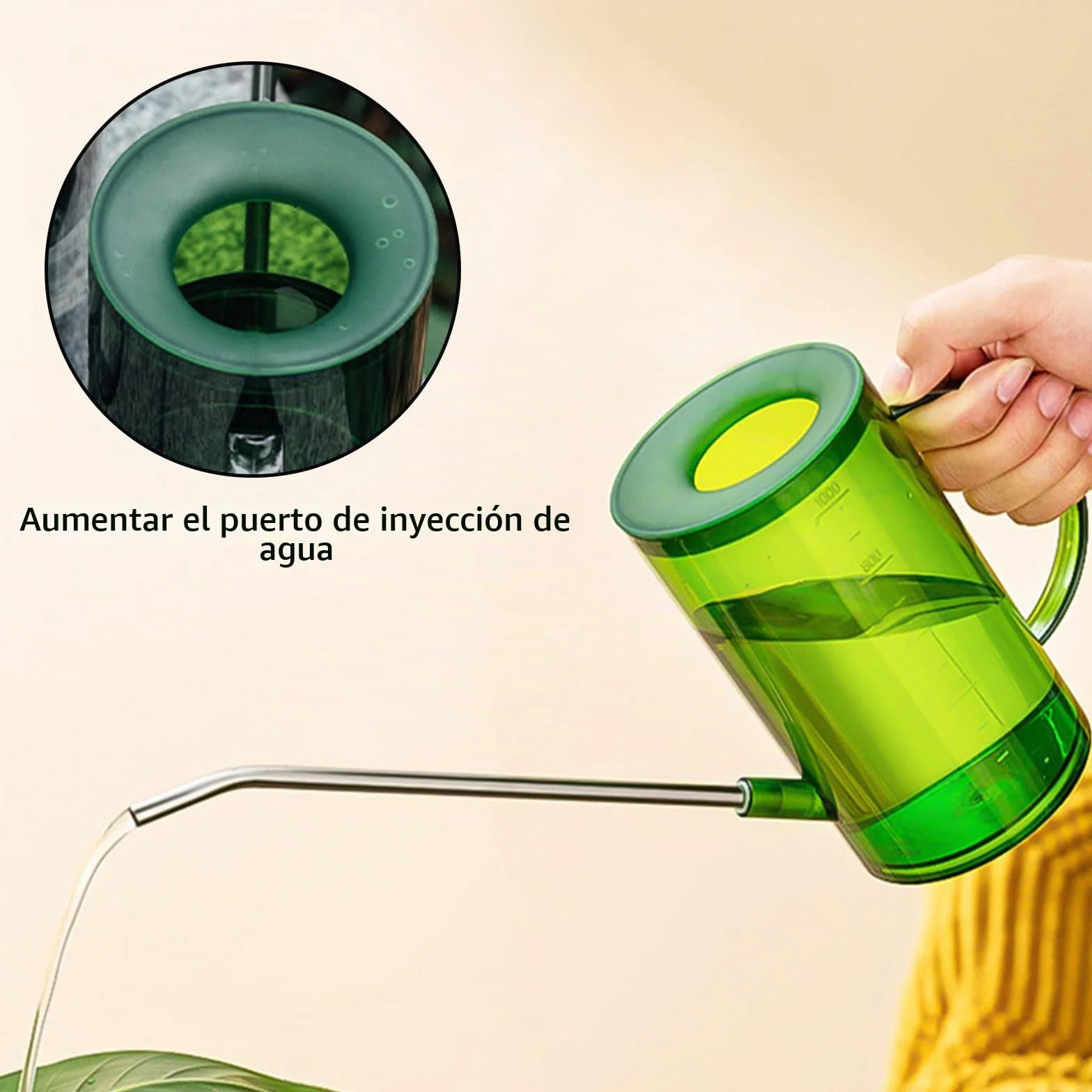 Regadera para Plantas de Interior con Pico Largo, Regadera para Plantas, Regaderas Pequeñas, Regaderas de Interior para Plantas de Interior, Flores, Suculentas 1L / 34oz (Verde)