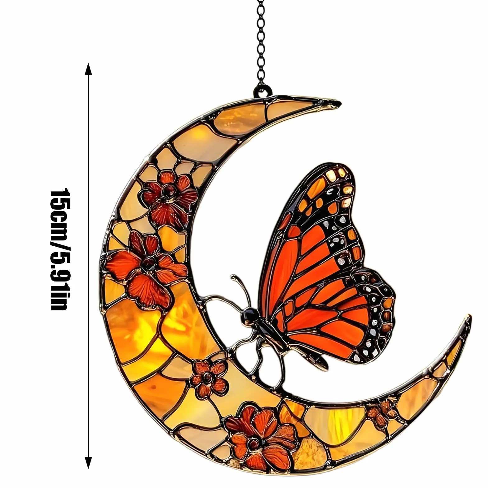 Cattador De Luna Solar, Mariposa Y Luna Solar Catcher Window Butterfly Catcher Catcher Butterfly Sun Catcher, Monarch Butterfly Y Flower Moon Ornament Para Ventana - Ornamento De Arte Acrílico Para De
