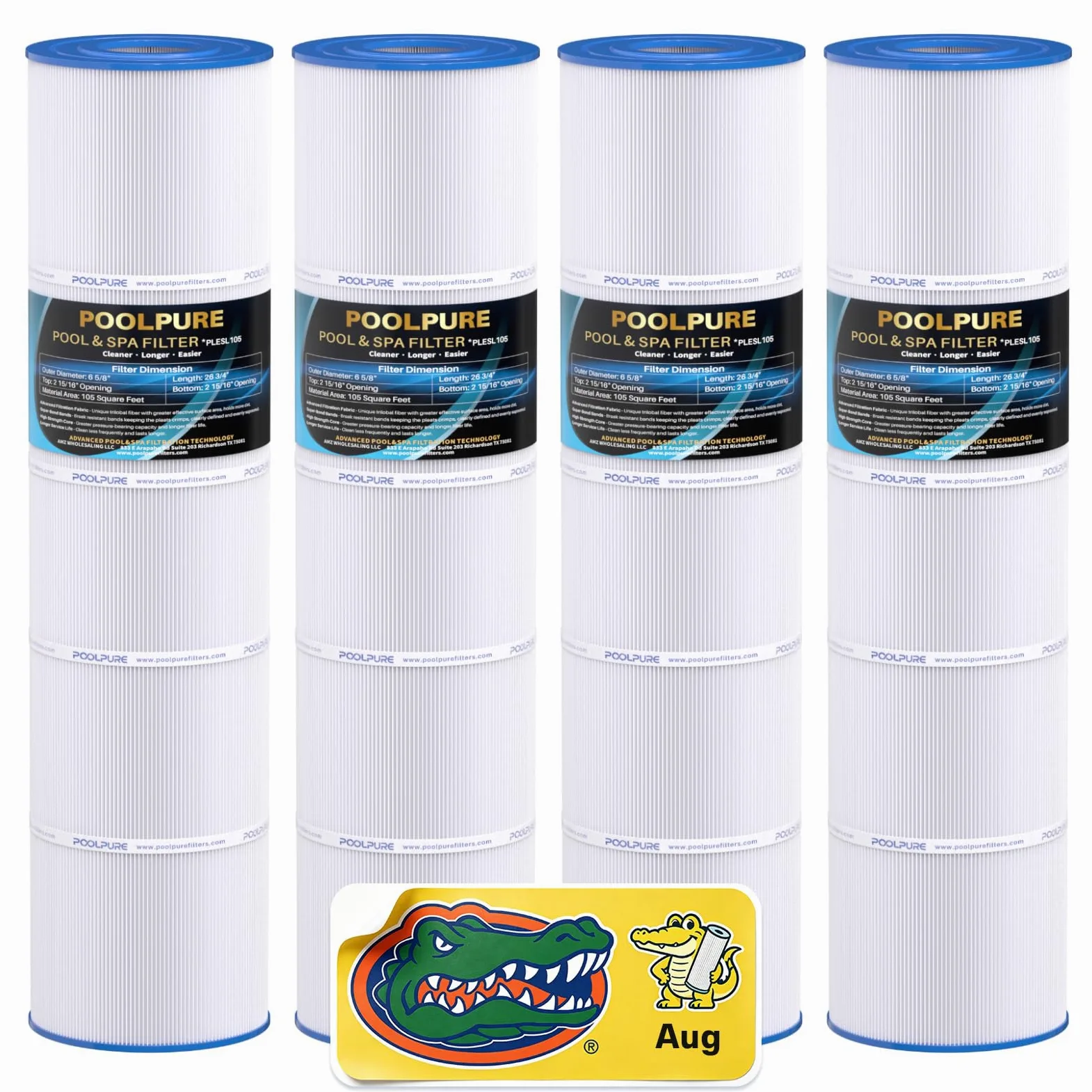 POOLPURE PLESL105 Filtro de piscina reemplaza OPT-420-4PK, Jacuzzi PLESL105, J-CQ420, QL105 Cartuchos de filtro 4PACK | Compatible con cartuchos de filtro de piscina OPT-420-4PK, QL105, 4 x 105 pies cuadrados