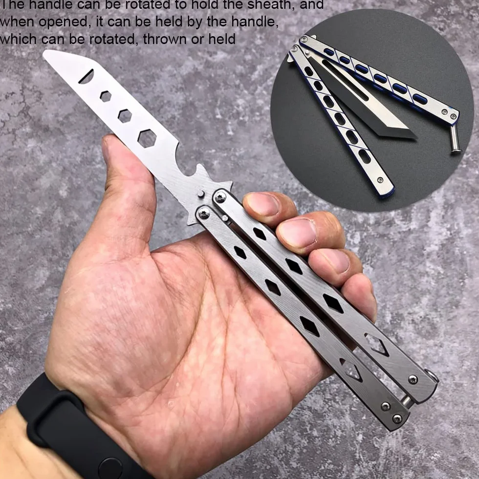 Navaja Mariposa Cuchillo De Entrenamiento 2 Piezas Hoja De Metal Sin Filo