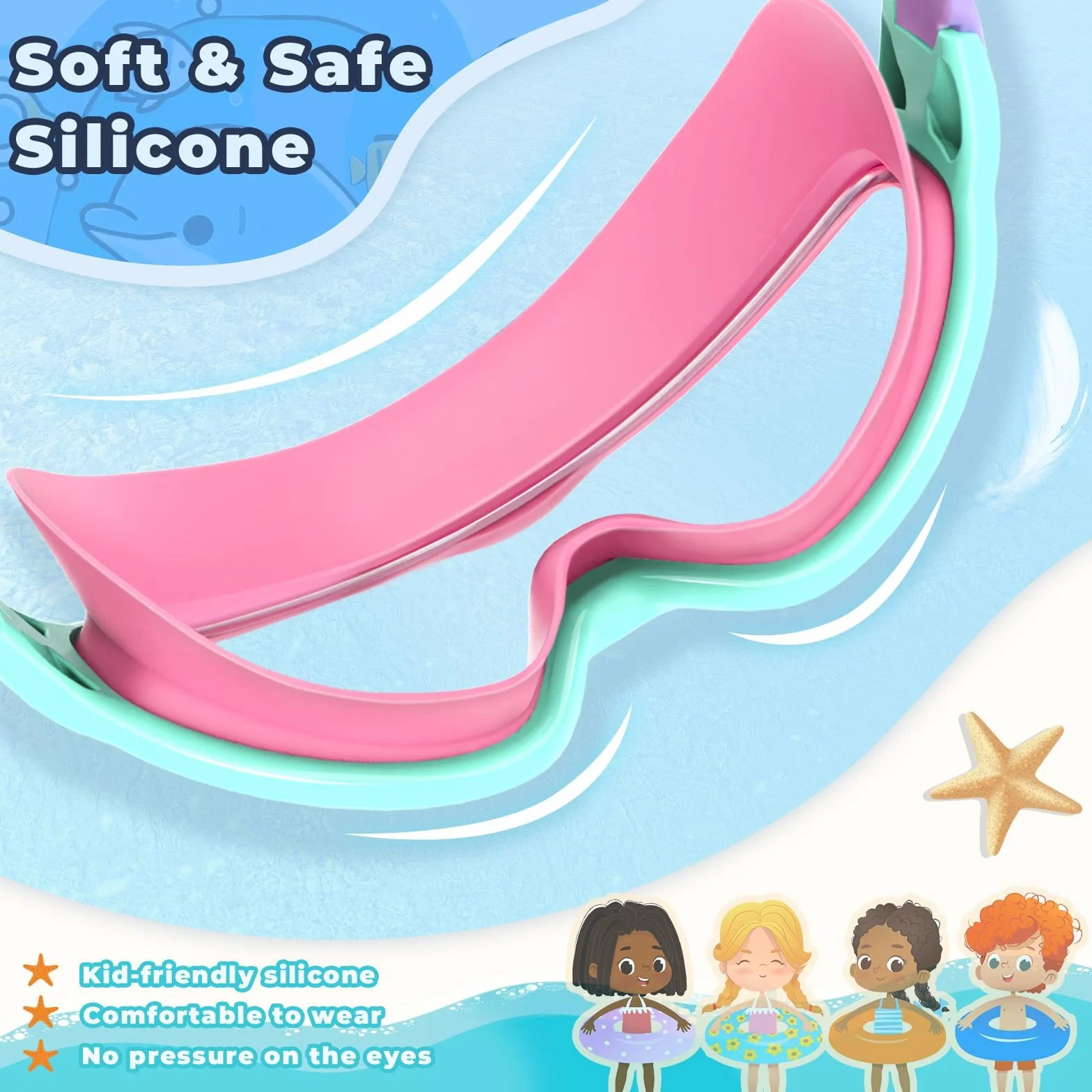 Gafas de Natación para Niños Protección UV Antivaho, Paquete de 2
