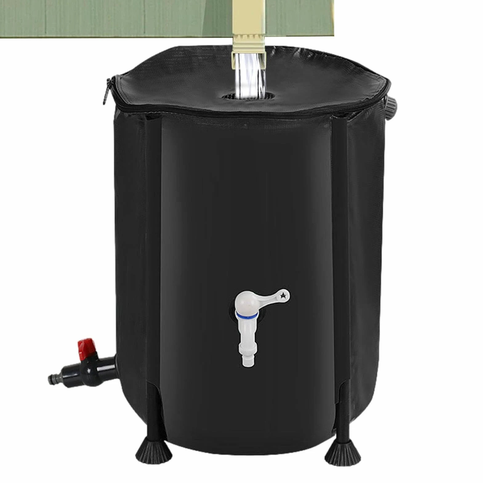 Colector de agua de lluvia – Barril de lluvia plegable con gran capacidad | práctico diseño de cremallera, cubo de recogida de lluvia con prevención de desbordamiento para lavado de coches, granja,