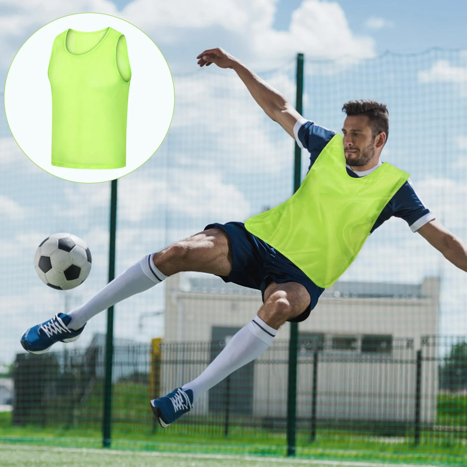 Petos Futbol Adultos 6 Piezas 62x70cm Chalecos Entrenamiento Equipo Verde