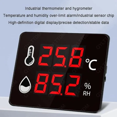 Higrómetro digital con pantalla LED, monitor de humedad de temperatura de alta precisión con alarma para uso industrial