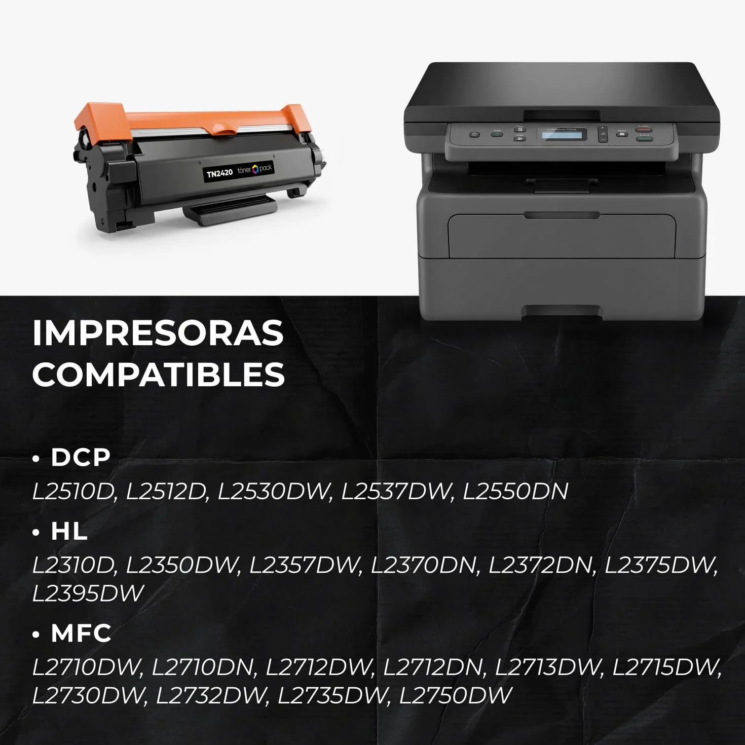 Cartuchos de Tóner Compatibles TN2420 para Brother MFC-L2710DW HL-L2310D HL-L2350DW (2 Unidades)