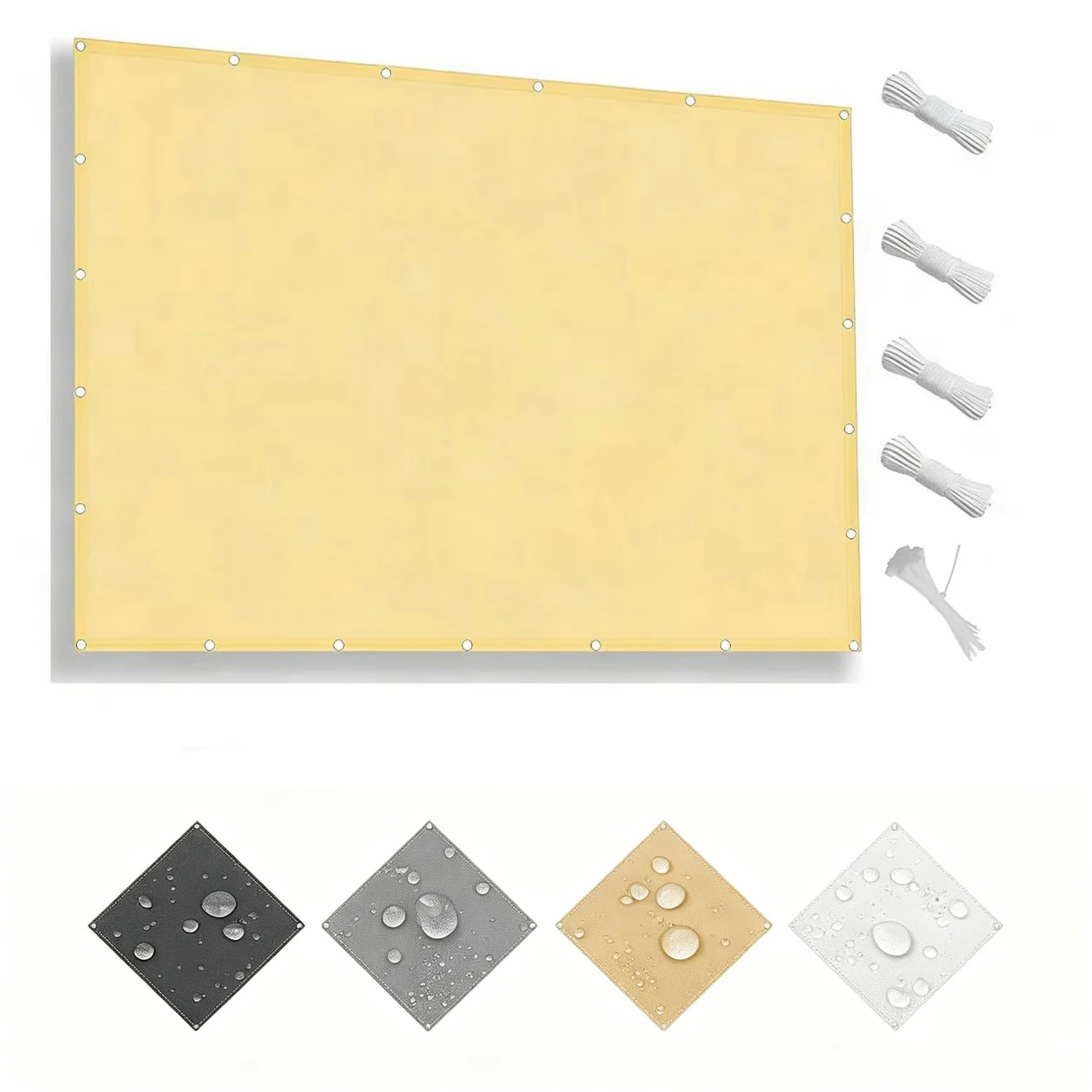 Toldo Vela de Sombra Impermeable 2.5x3M Toldo de Exterior Protección UV 95% Resistente al Desgarro con Ojales y Cuerdas, para Exteriores Patio Terraza Balcón Piscina Camping, Arena
