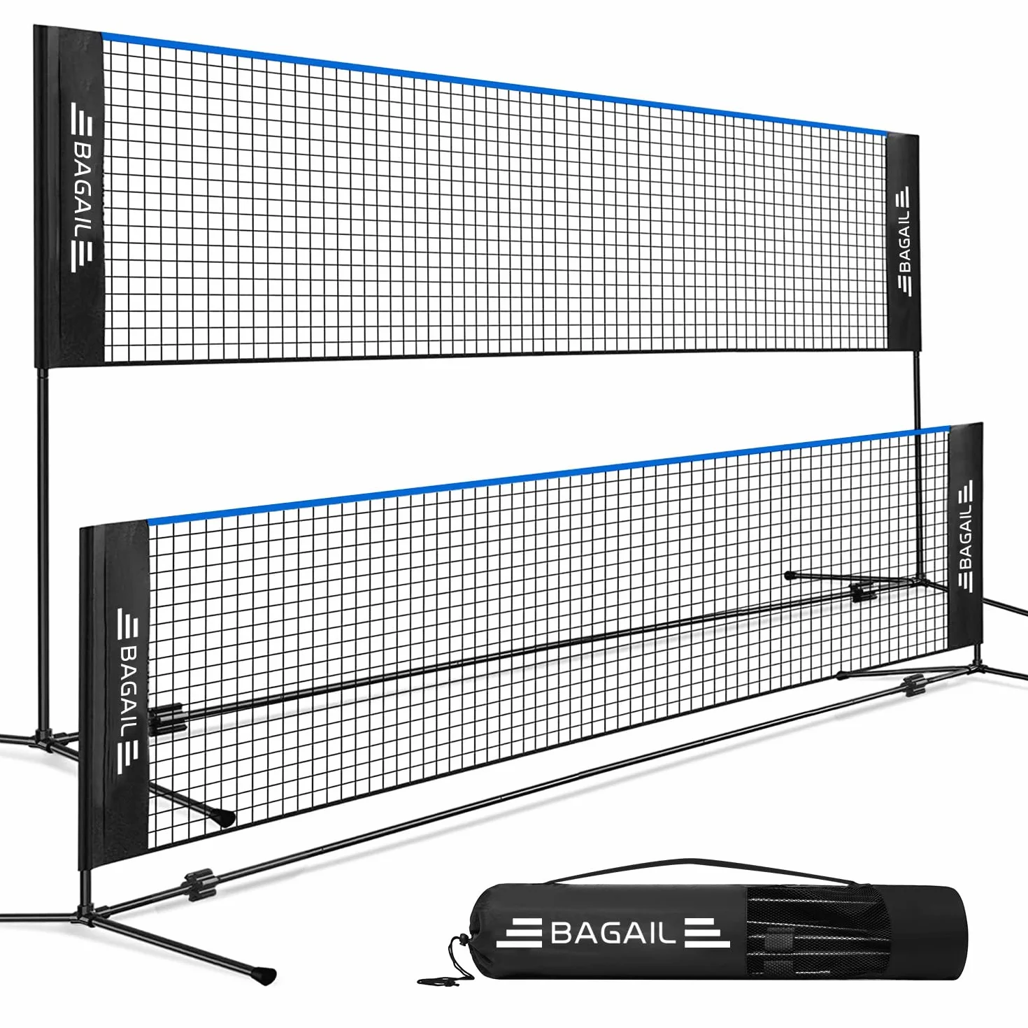 BAGAIL Red de Bádminton Plegable de Nailon con Soporte Altura Regulable y Bolsa de Transporte