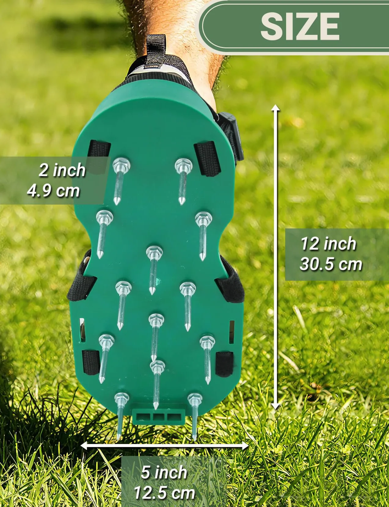 Zapatos aireadores de césped con correas dobles en el empeine, sandalias de aireación resistentes con pinchos para una aireación efectiva, tamaño universal, escarificador y aireador de césped