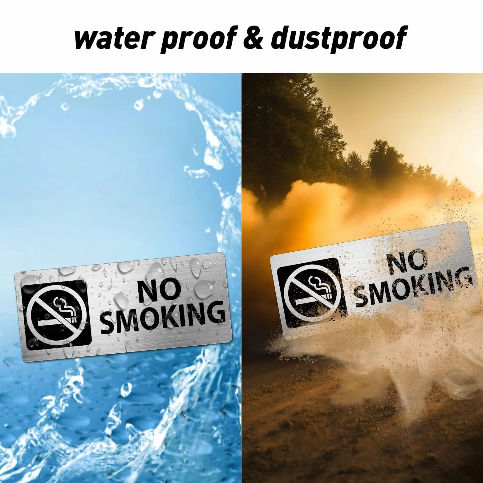 No Smoking Sign Señal de no fumar Aluminio 17,8 x 7,6 cm Señal de advertencia de no fumar Señales de seguridad metálicas reflectantes Impermeables para exterior e interior 4 piezas