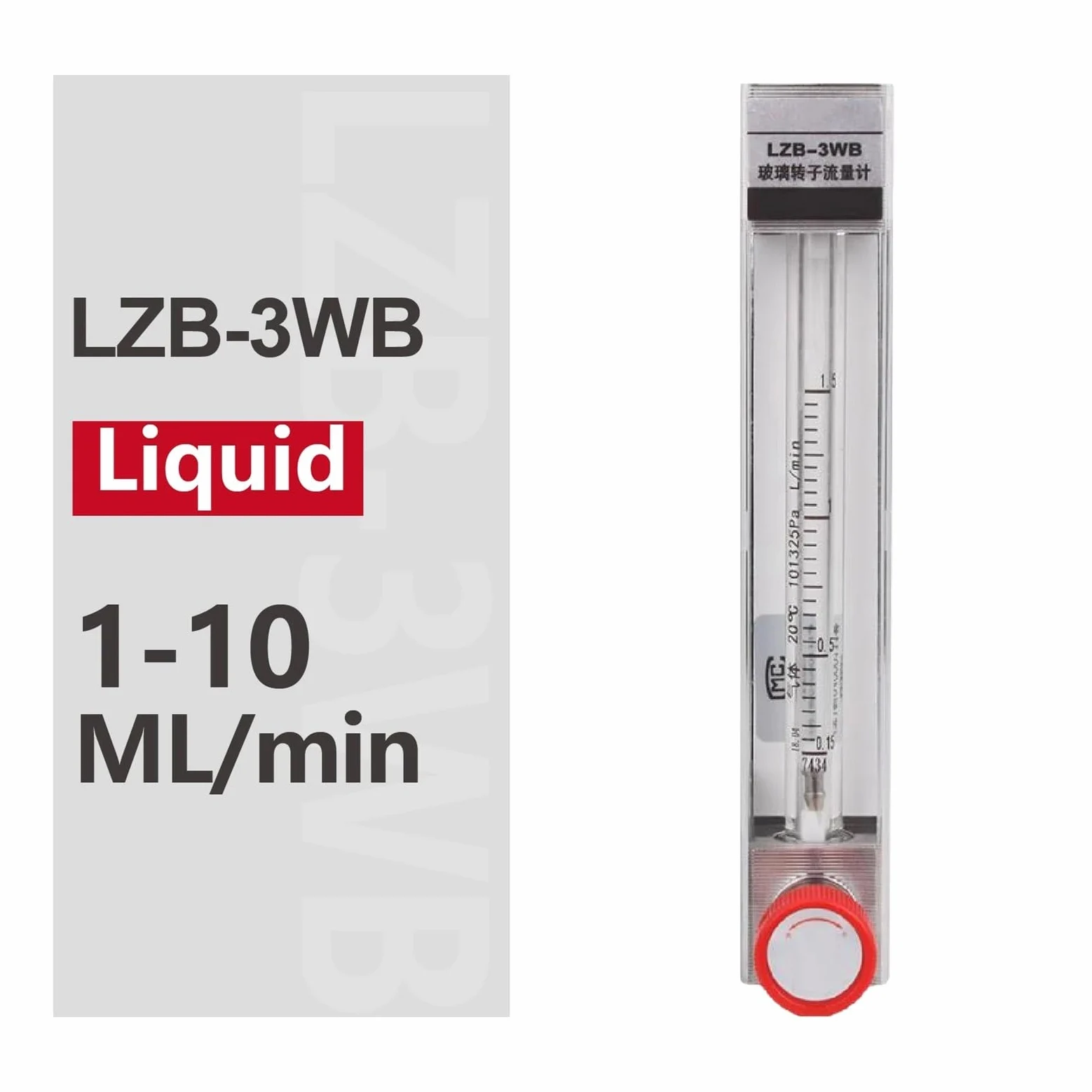 Medidor de caudal rotámetro de Tubo de Vidrio LZB-3WB Medidor de caudal de Agua líquida Medidor de caudal de área Variable con Flotador(1-10ml per min)