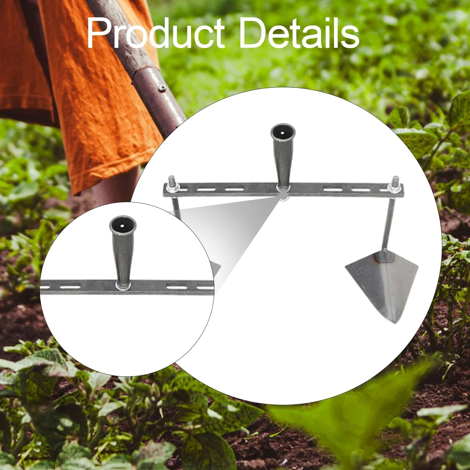 Triangular Ajustable con Cabezal Regulable Manualmente para Aporcar Huertos. Fabricada en Acero, Ideal para Agricultores, Cabezal Doble de 40