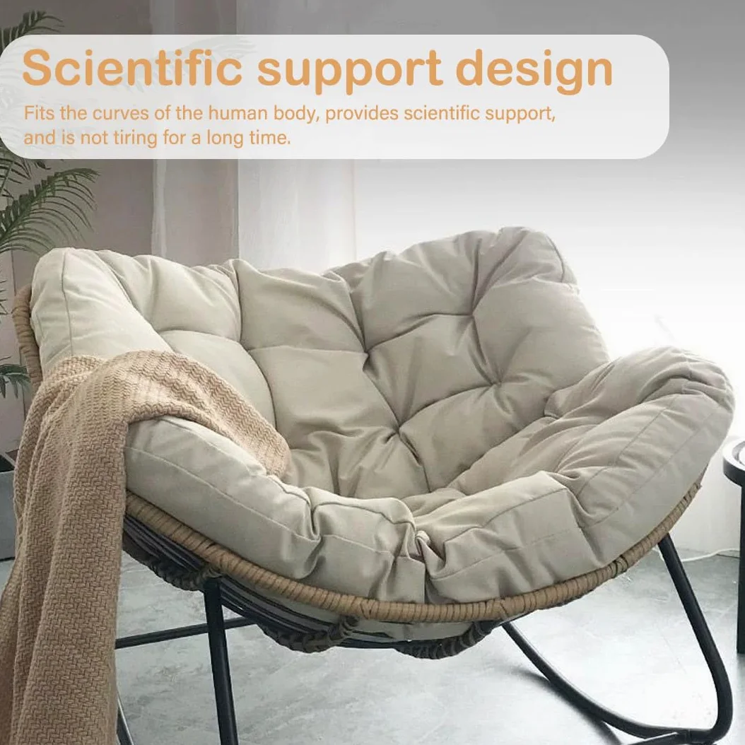 Espesar cojín de Mecedora de Gran tamaño para Adultos Interior/Exterior, Funda reclinable de ratán de algodón Suave, Silla no incluida (Gris Oscuro)