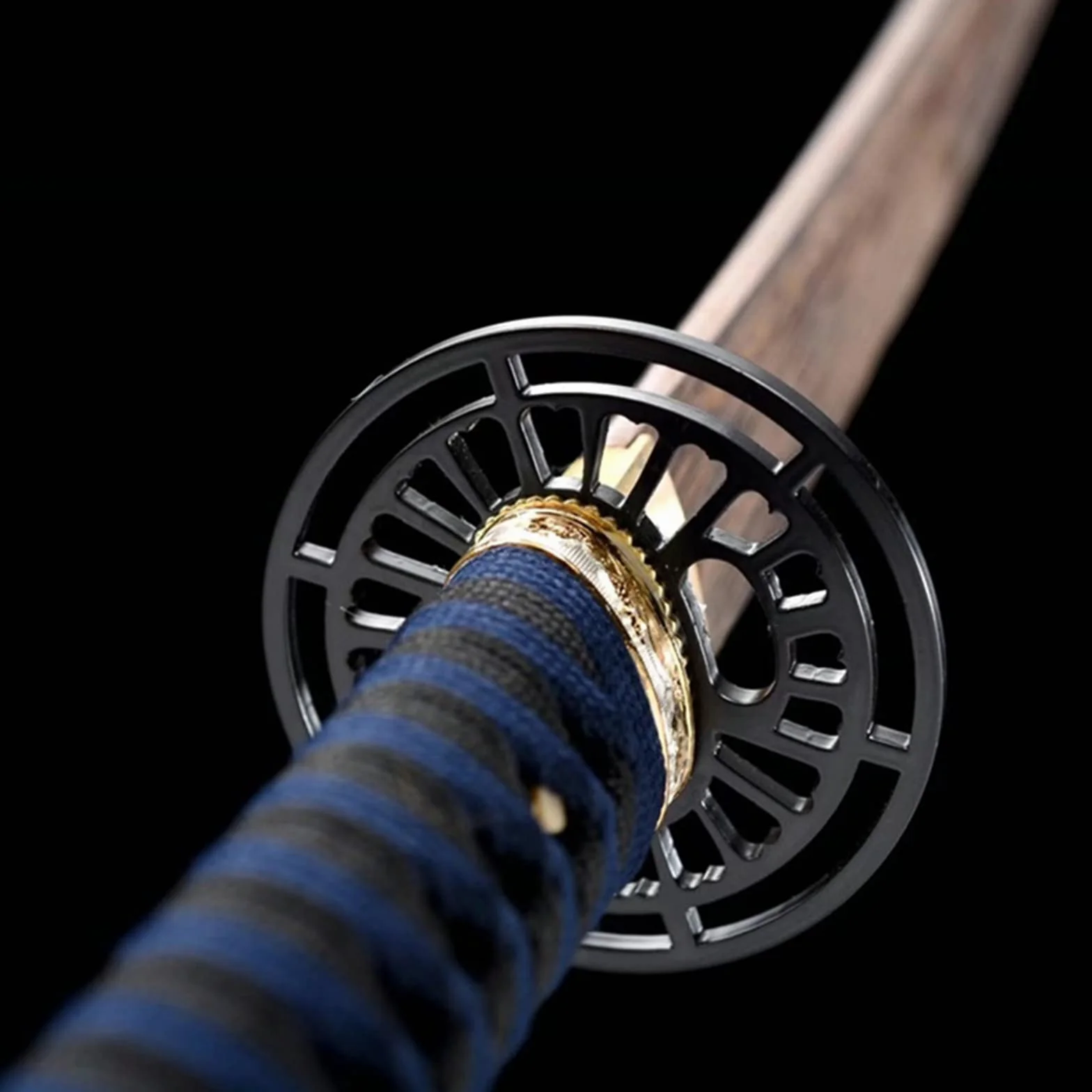 Katana Samurai Iaido Estilo Japonés 103cm Madera Maciza Palisandro Natural Funda Pintada Hecha a Mano Entrenamiento Kendo Cosplay Decoración Hogar