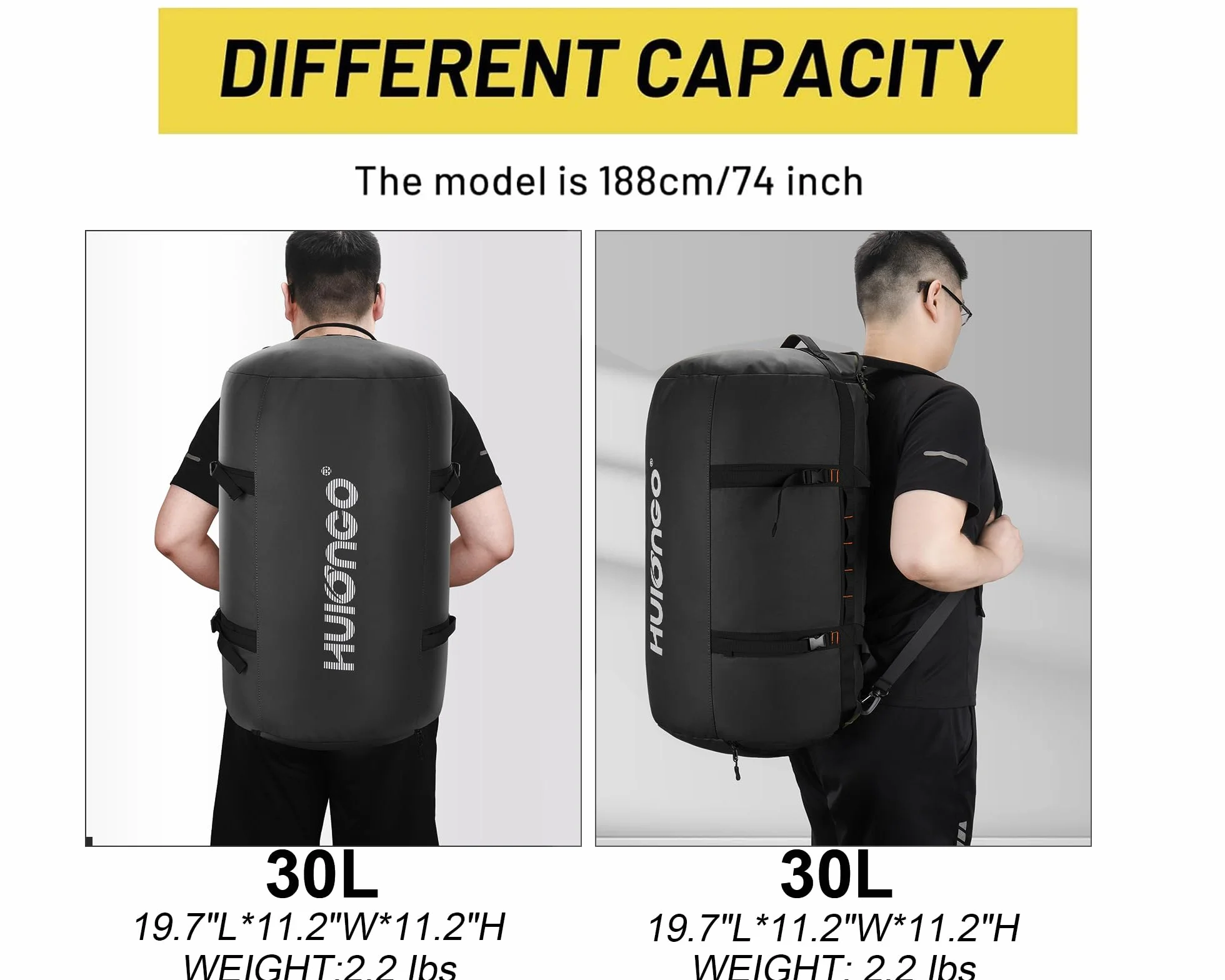 Hulongo Bolsa de Deporte 30L Impermeable Mochila con Compartimento para Calzado 3 en 1