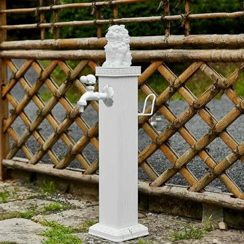 Grifo de Exterior Resistente, Fuente Vertical de Acero Inoxidable 304 y aleación de Aluminio con Carrete de Manguera retráctil, Lavabo de jardín Duradero y Resistente a la corrosión para Patio, Jard