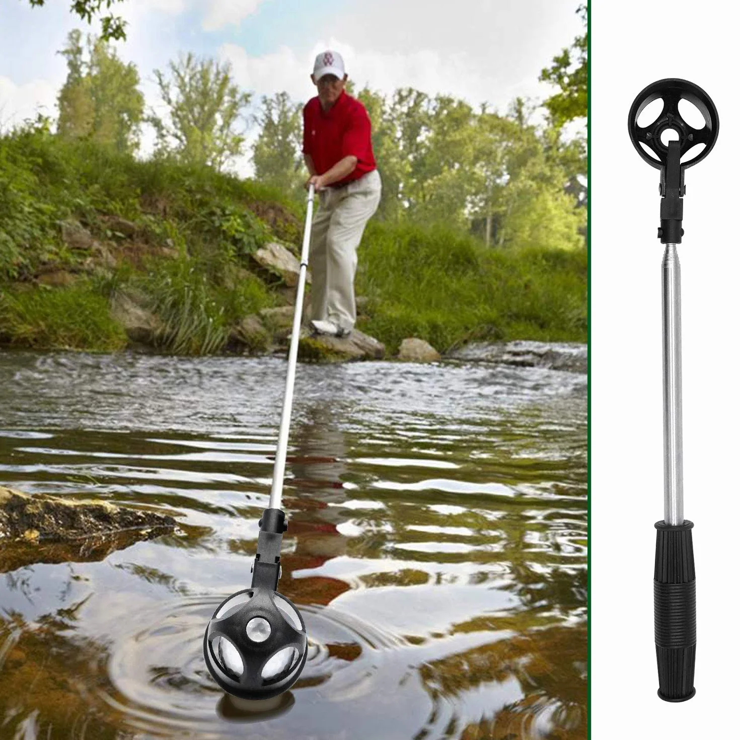 Golf Ball Retriever Telescópico de Acero Inoxidable 1.83m 2.7m Herramienta Grabber