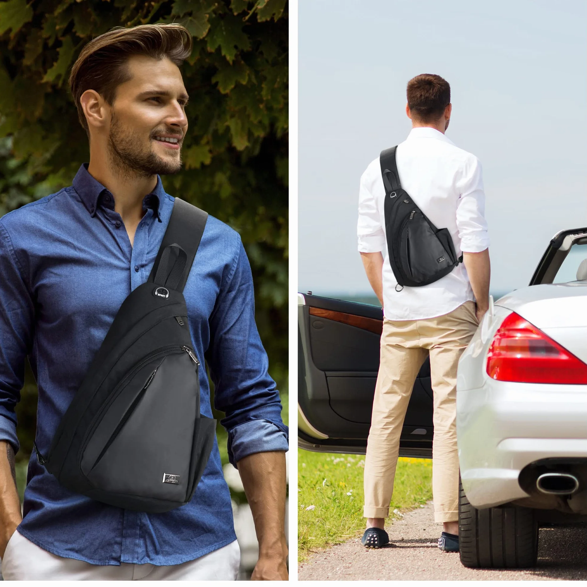 Sling Bag Impermeable para Hombre y Mujer, Bolsa de Pecho Cruzada para Deporte al Aire Libre