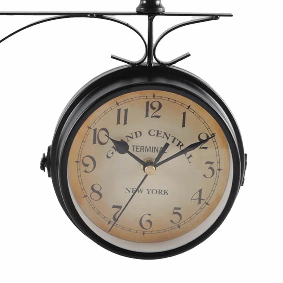 Reloj de pared retro doble cara 4,72 pulgadas silencioso péndulo interior exterior regalo