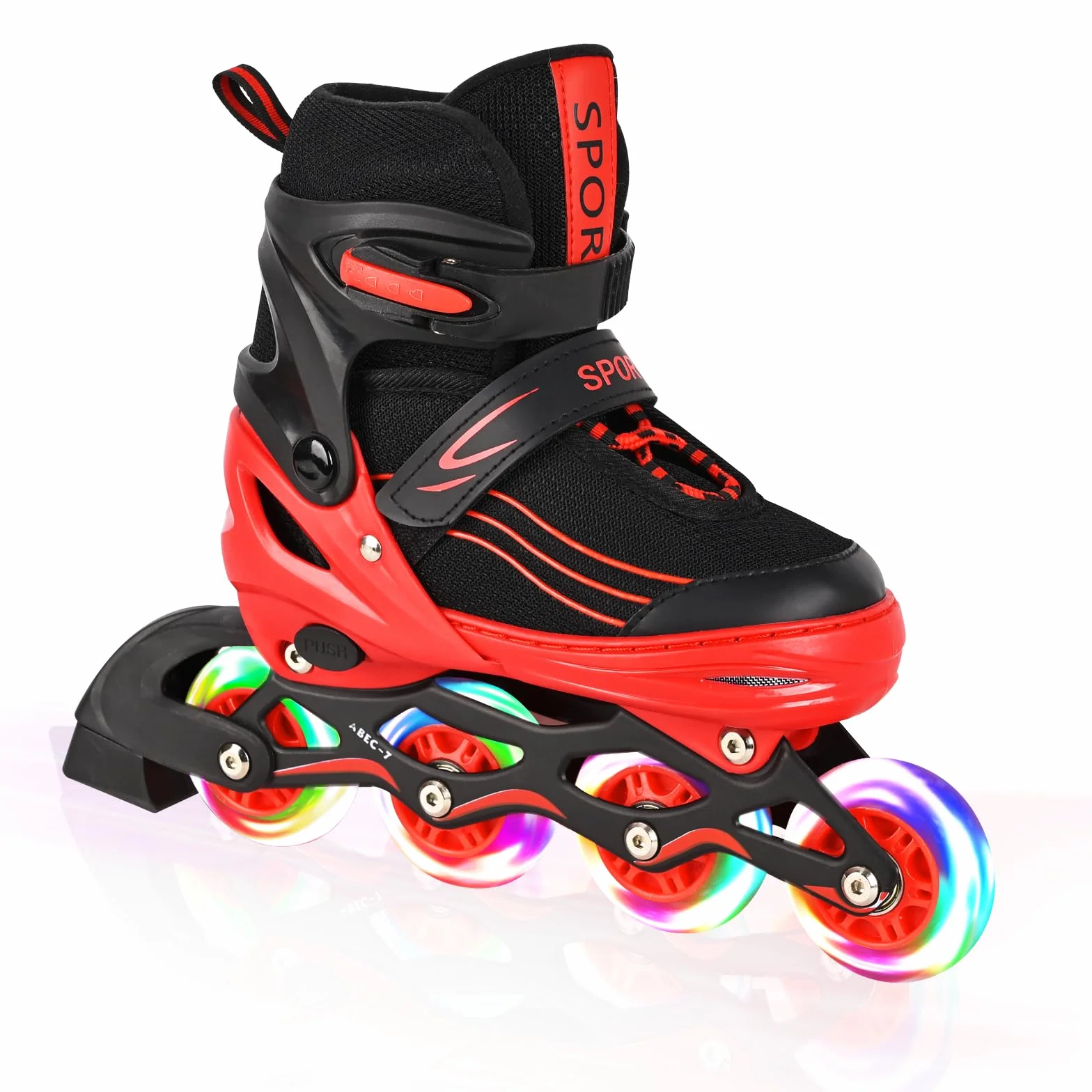 Patines en línea Ajustables para niños y adultos Interior Exterior Rojo