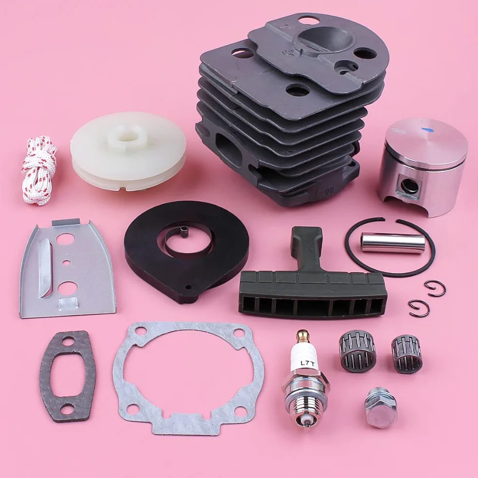 Kit de pistón de Cilindro de 46 mm, polea de Arranque de Retroceso, Resorte, Mango, Cuerda de Agarre, Apto for Motosierra 55 51, Repuesto