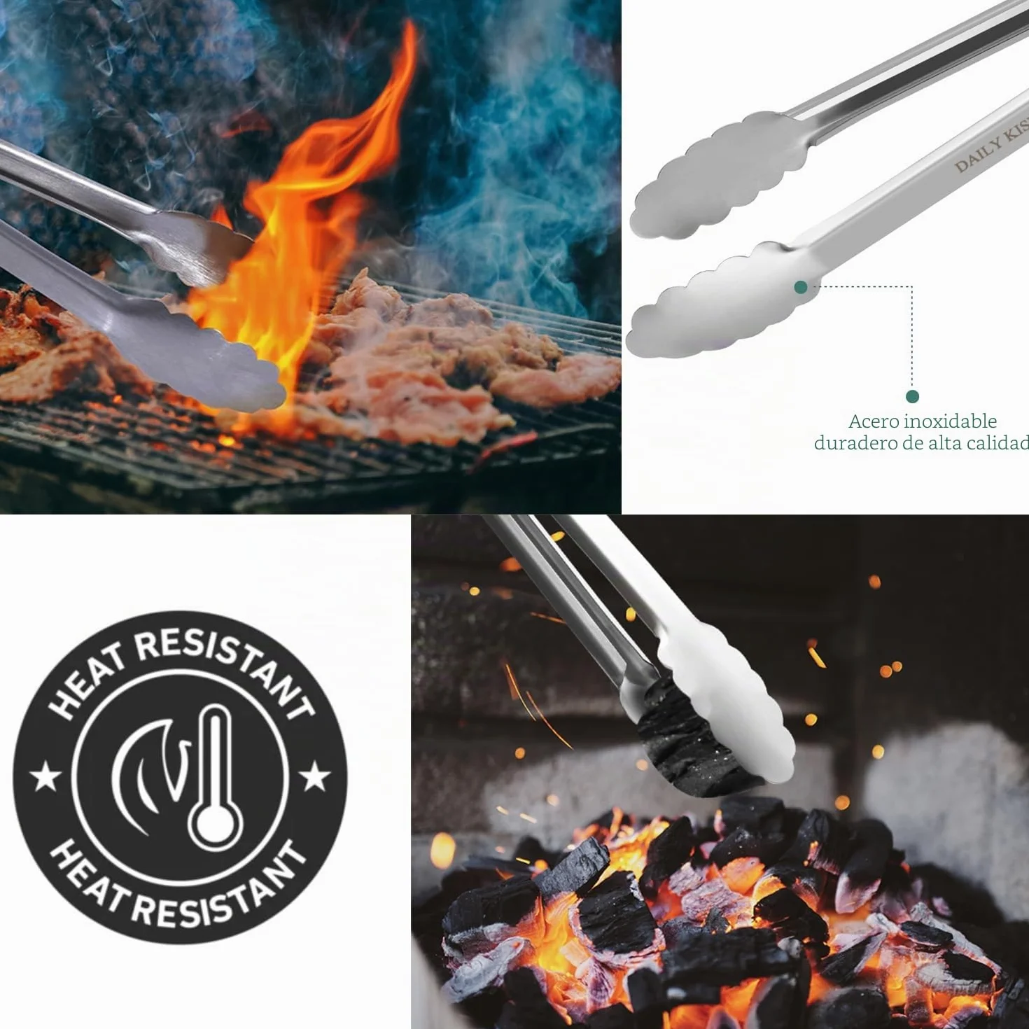 Pinzas para parrilla, pinzas de cocina extralargas de 43cm, de acero inoxidable de gama alta, para cocinar, parrillas, barbacoas o bufé (43cm, 1PC)