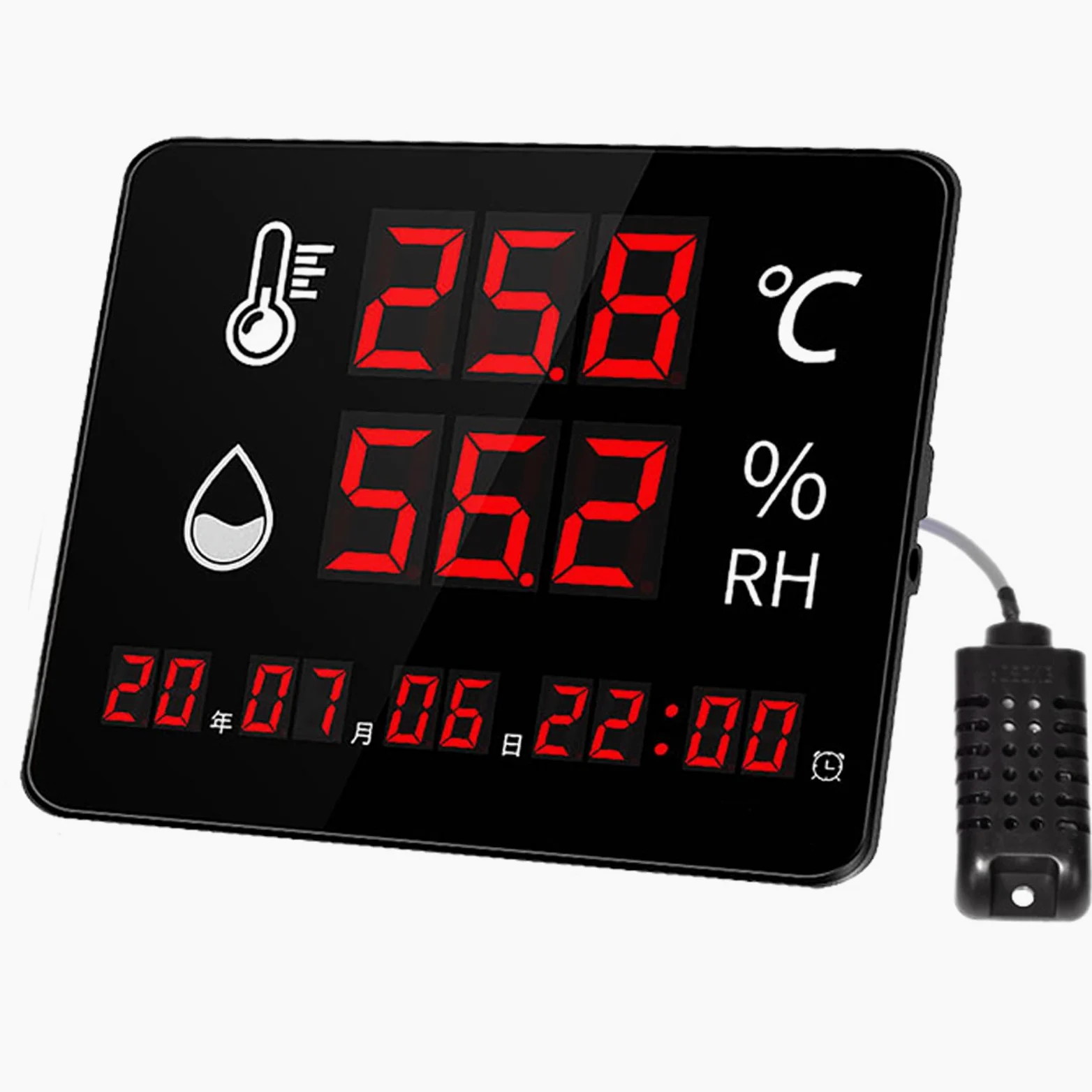 Termómetro Y Medidor De Humedad para Interiores, Monitor Digital con Sensor De Temperatura Y Humedad, Pantalla LED Grande, Alarma Y Decibelios, con Sensor De Registro De Máximo Y Mínimo